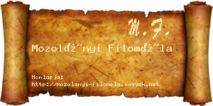 Mozolányi Filoméla névjegykártya